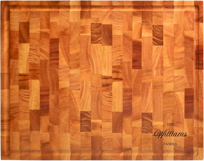 SHUMARU Mahogany End Grain Cutting Board, 17×13×1.6 in – Handmade Butcher Block, Knife-Friendly, Juice Groove, Non-Slip Feet