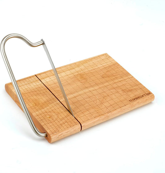 WILLKOMMEN Wood Cheese Slicer, Cheese Cutter Board with Blade, 10.8'' x 8.3'' Cheese Slicers for Block Cheese, Butter, Sausage and Ham