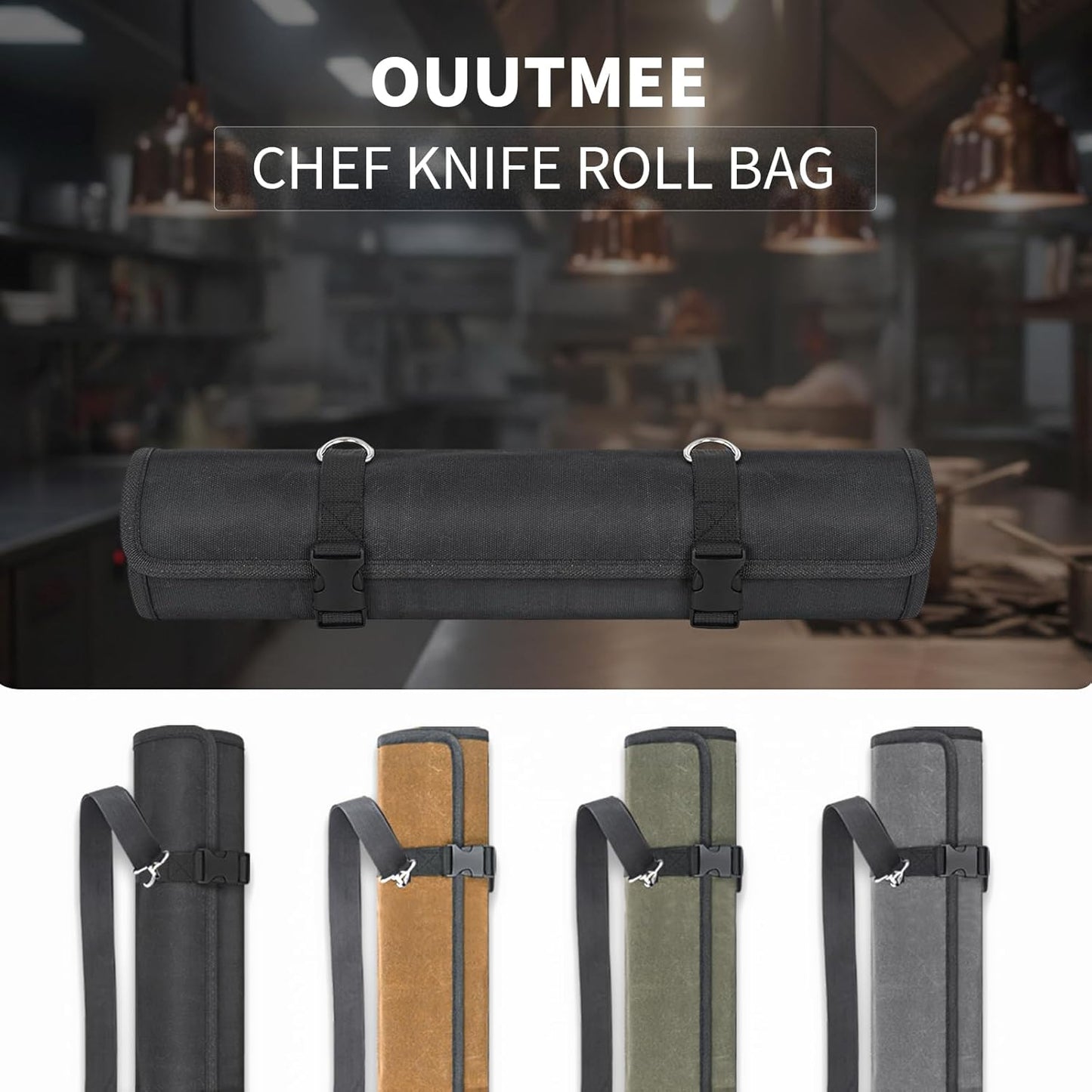 Chef Knife Roll Bag,Knife Roll Bag,Knife Bags for Chefs Professional,Knives Bag,Portable Chef Knife Cases with 14 Slots and Adjustable Shoulder Strap (Bag Only),Black