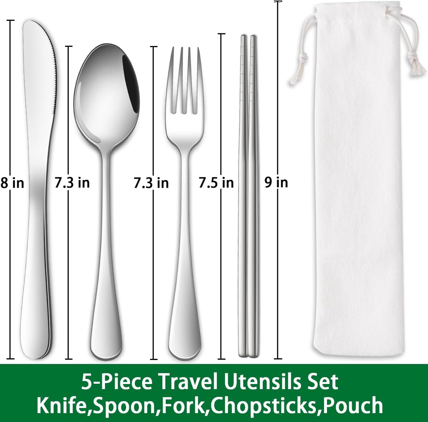 Rainbow Working Lunch Silveware Set,Reusable Travel Utensils Set With Case Includes Stainless Steel Chopsticks Knife Spoon And Fork,Camping Picnic Essentials