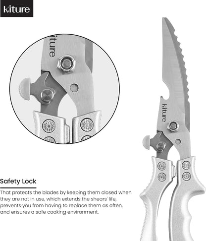 Heavy Duty Kitchen Shears - Premium Stainless Steel Cooking Scissors for Meat, Poultry, Herbs & More | Includes Bonus Herb Scissors & Poultry Shears in Giftable Box by Kiture