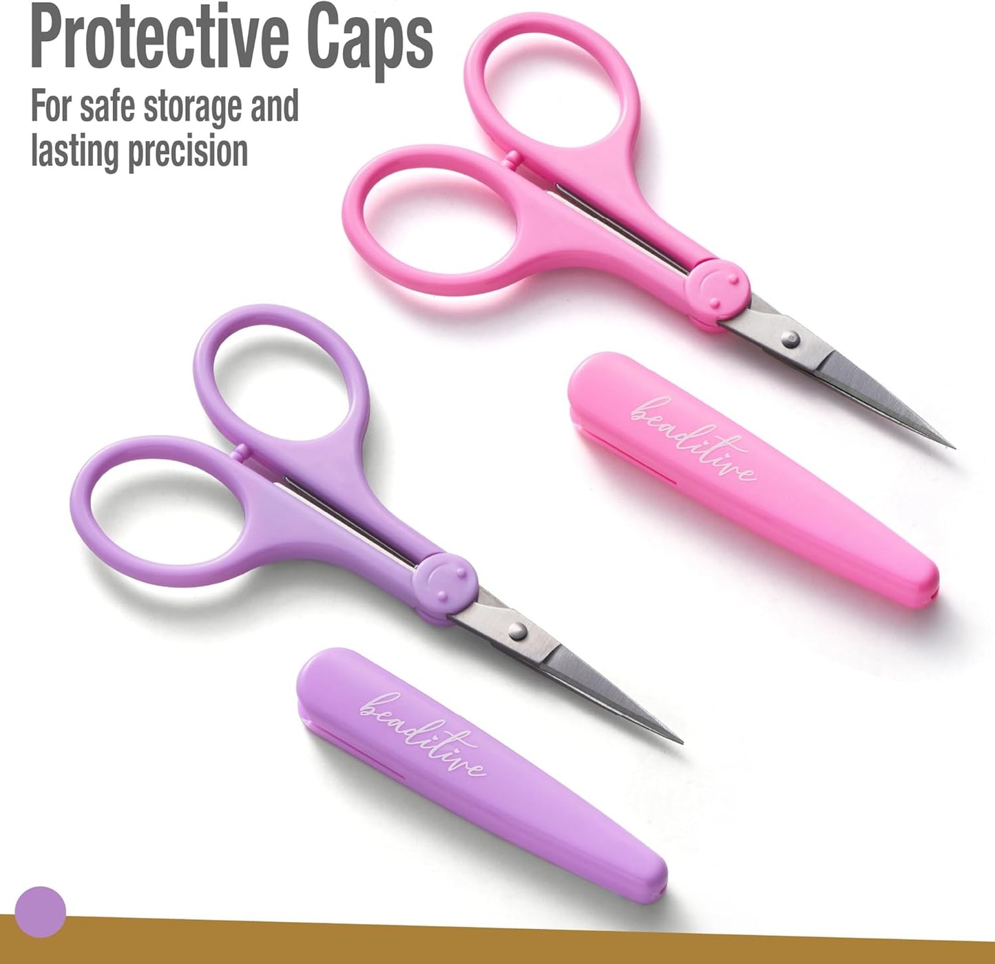 Beaditive High Precision Detail Scissors Set (2-Pc) Sharp, Fine Tips | Paper Cutting, Scrapbooking, Sewing, Crafting | Stainless Steel | Protective Cover (Pastel)