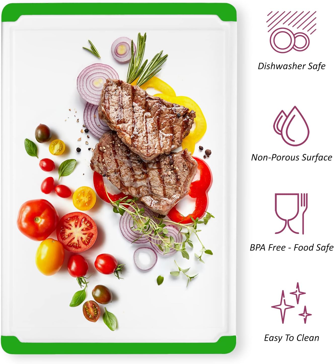 Extra Large Plastic Cutting Board for Kitchen - 18 Inch Dishwasher Safe Cutting Board, Reversible Chopping Board with Juice Groove + Non Slip Feet for Meat, Fruit, Vegetables, Meal Prep by Belwares