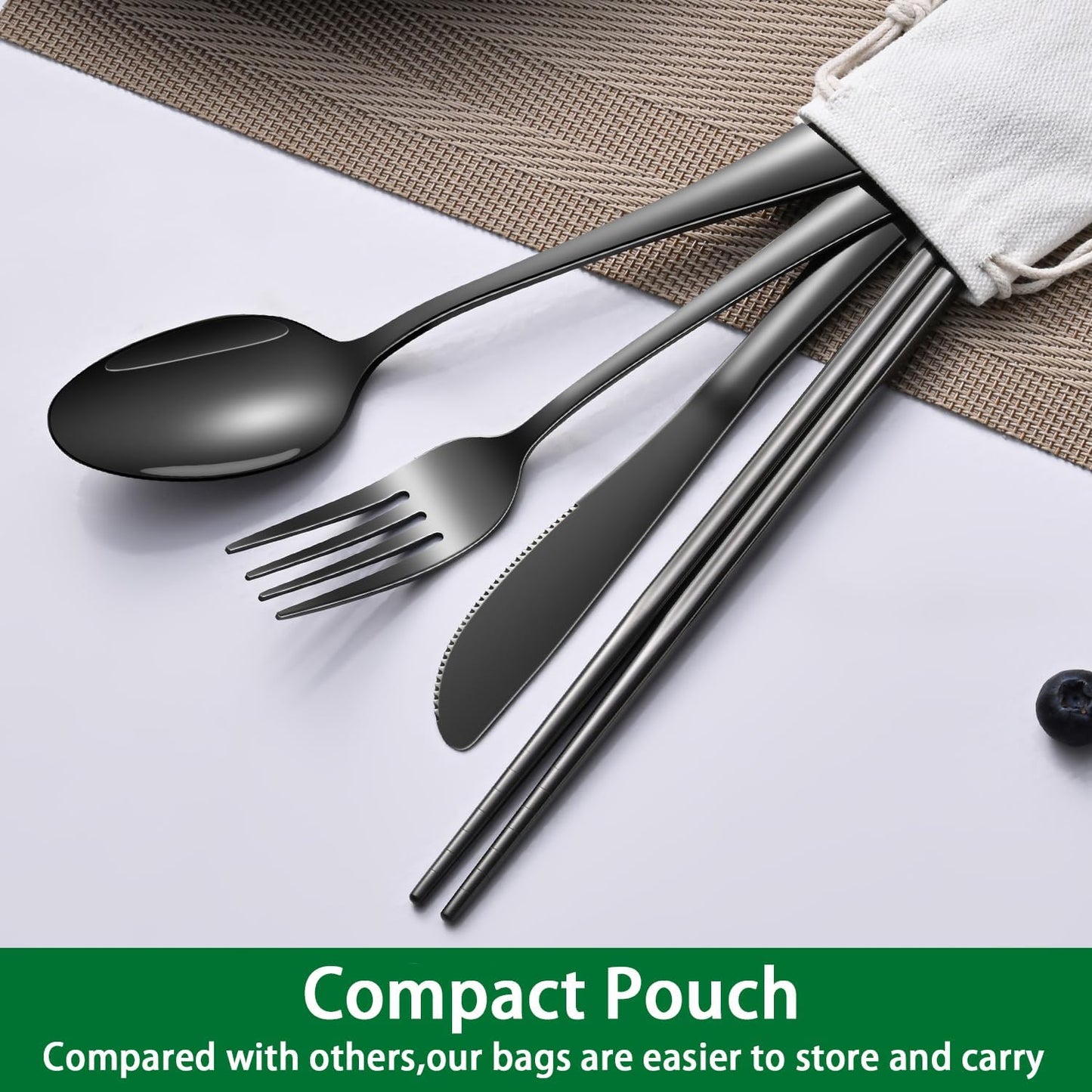 Rainbow Working Lunch Silveware Set,Reusable Travel Utensils Set With Case Includes Stainless Steel Chopsticks Knife Spoon And Fork,Camping Picnic Essentials