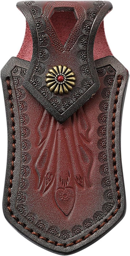 Leather Knife Pouch for Folding Knives,Pocket Knife Belt Sheath,EDC Tool Pouch Knife Case with Snap Closure and Loop,for Outdoor Hunting Camping, for 4.5" Knife