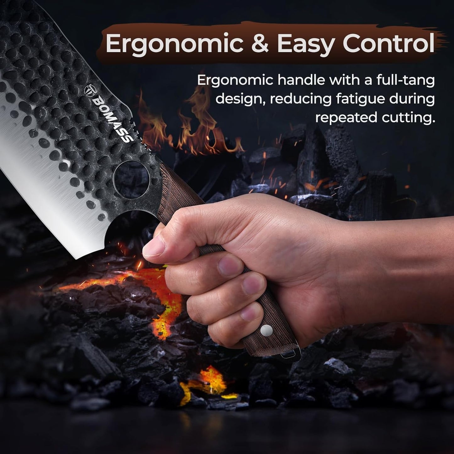 Butcher Knife Meat Cleaver Knife, Hand Forged Japanese Knife Set of 3, High Carbon Kitchen Knife & Serbian Chef Knife & Boning Knife for Meat Cutting, Outdoor Cooking BBQ Camping Gift for Men