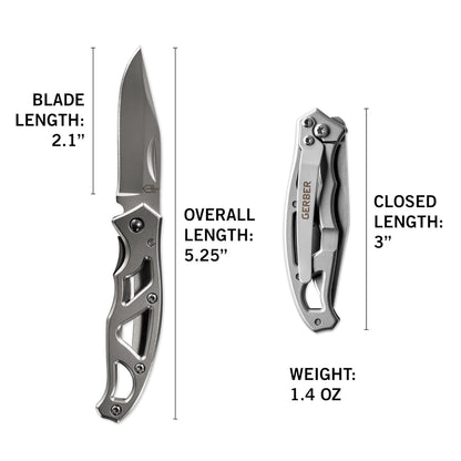 Gerber Gear Paraframe I EDC Folding Pocket Knife, 3" Serrated Edge with Safety Frame Lock, Stainless Steel, Grey