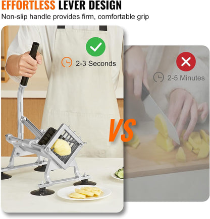 VEVOR Commercial Vegetable Slicer, 1/4 and 1/2 inch Tomato Slicer, Stainless Steel and Aluminum Alloy Vegetable Cutter Slicer, Manual Tomato Slicer with Non-slip Feet, for Tomatoes, Onions, Potatoes