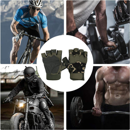 FIORETTO Fingerless Workout & Exercise Gloves for Gym, Weight Lifting, Airsoft, Shooting, Hunting, Hiking, Cycling, Driving, Motorcycle, Climbing M210603
