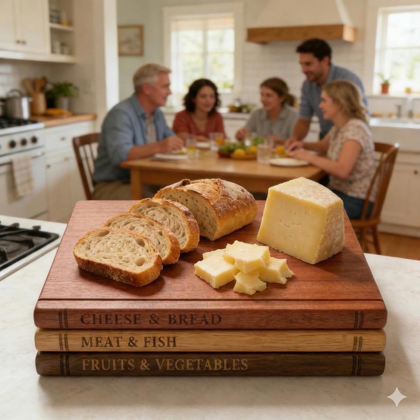 Book Cutting Board Set, Wooden Cutting Boards That Look Like Books with Stand, Unique Kitchen Decor & Charcuterie Serving Tray, Best Housewarming & Wedding Gift for Book Lovers（3pcs）