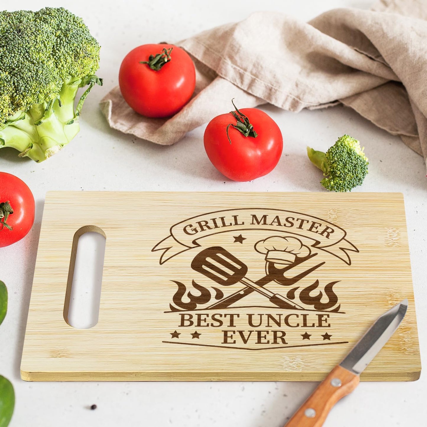 Best Dad Ever Bamboo Cutting Board, Grilling Gift For Men, Funny Charcuterie Boards for Home Kitchen Decor, Father's Day Birthday Gifts for Dad from Daughter Son -047