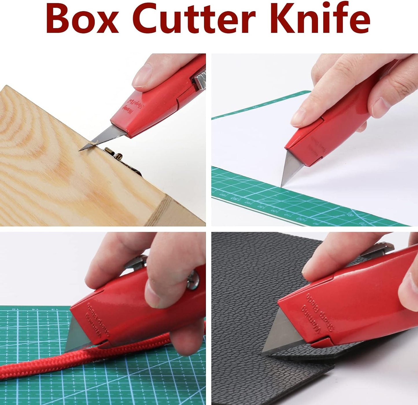DIYSELF 2Pack Utility Knife Box Cutter Retractable Razor Blade Heavy Duty Box Cutters Knife PVC Pipe Cutter (Red)
