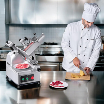 VEVOR Meat Slicer, 7.5 inch 200W Electric Deli Slicer Machine with SUS420 Blade, 0-0.6 inch Adjustable Thickness, ETL Certified Home Food-Slicer for Meat, Ham, Baguett, Steak