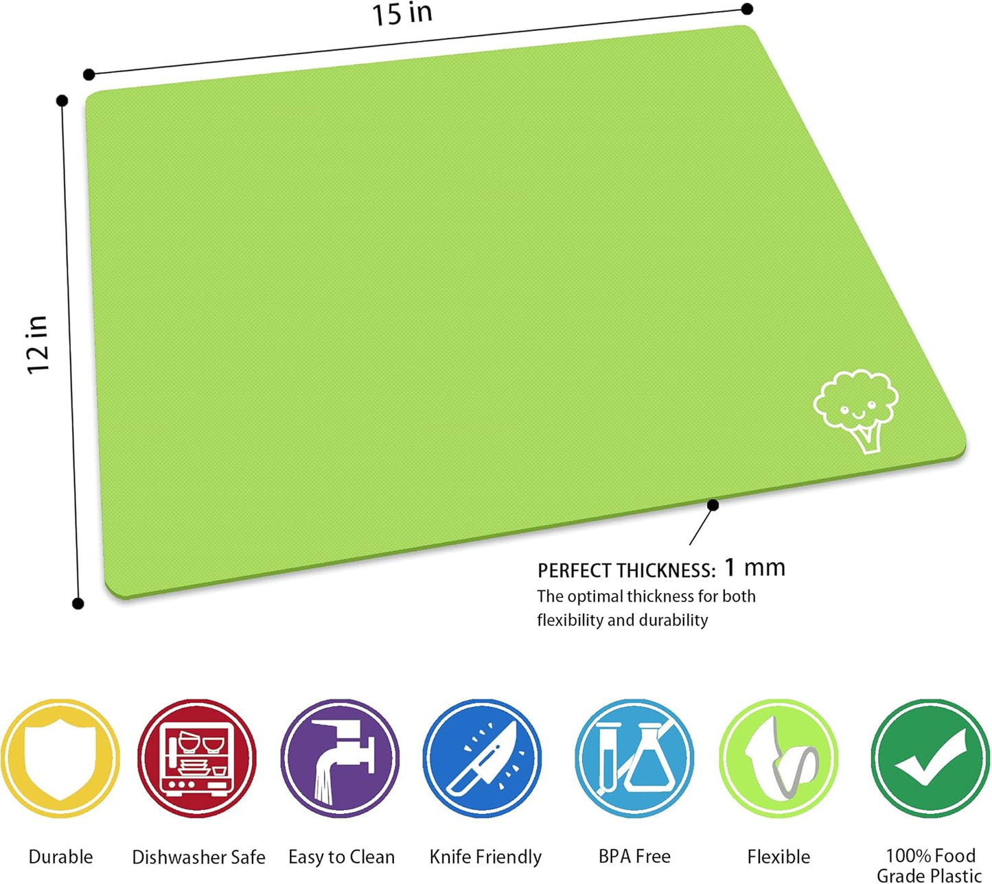 ZVP Flexible Plastic Cutting Board Set of 5 Gradient Color, Colorful Chopping Boards, BPA Free Mats, Non-Slip, Dishwasher Safe, 15x12 Inch, Gray Neutral Colors