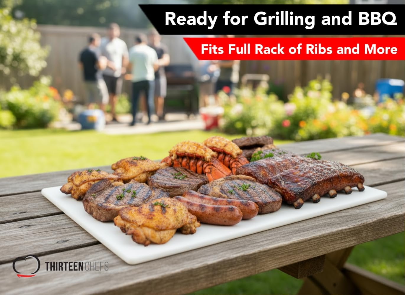 Thirteen Chefs 30x18 Extra Large Cutting Board for Fish, Meat, BBQ - 1/2 Inch Thick Black Plastic, Commercial Grade HDPP Poly with NSF Stamp, 10 pounds