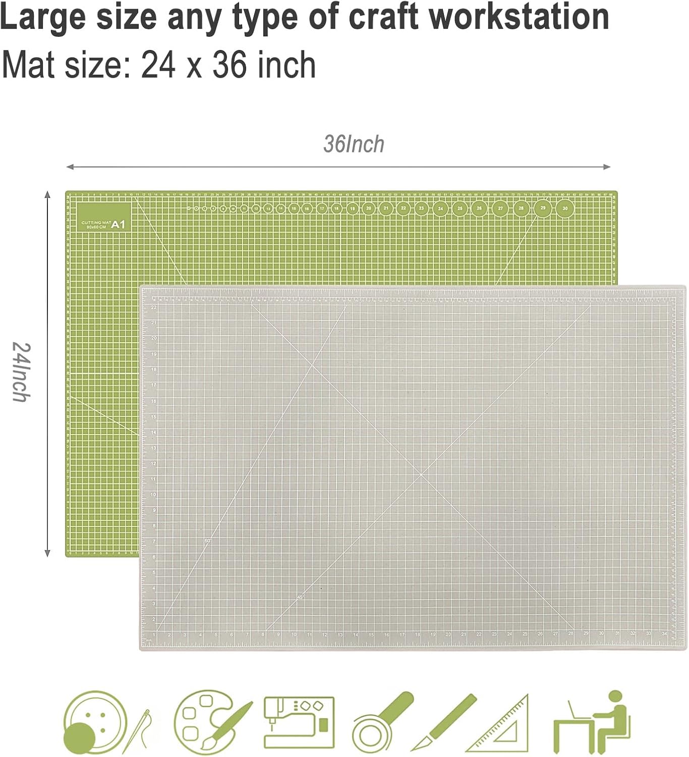 24" x 36" Self Healing Cutting Mat: Double Sided Sewing Cutting Mat Craft Supplies A1 Size for Quilting, Crafts Arts, and Fabric Purple & Pink Design (Pink & Purple)