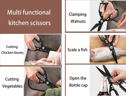 Multi-Purpose Rust Proof Kitchen Shears, Heavy Duty Meat Scissors, Dishwasher Safe, for Chicken, Vegetables, Steak, Fish Scaling & Bottle Opener(Red)
