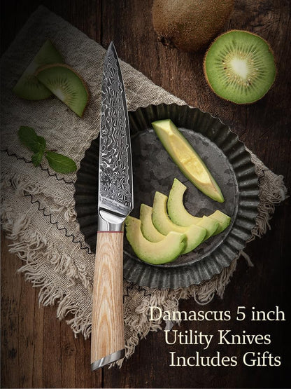 DONGSUN 8 Inch Damascus Chef Knife with North American Black Walnut Sheath, 67-Layer VG10 Forged Steel Japanese Gyuto, Professional Durable Sharpness