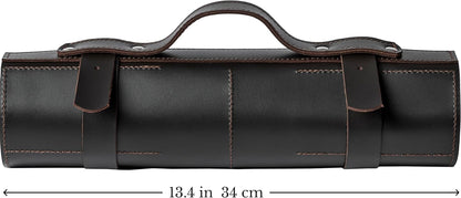 Leather Folding Knife Display Roll Organizer for 6 Pocket Knives Case, Pocket Knife Storage Holder, Knives Collection Holder Pouch Bag VR6BL