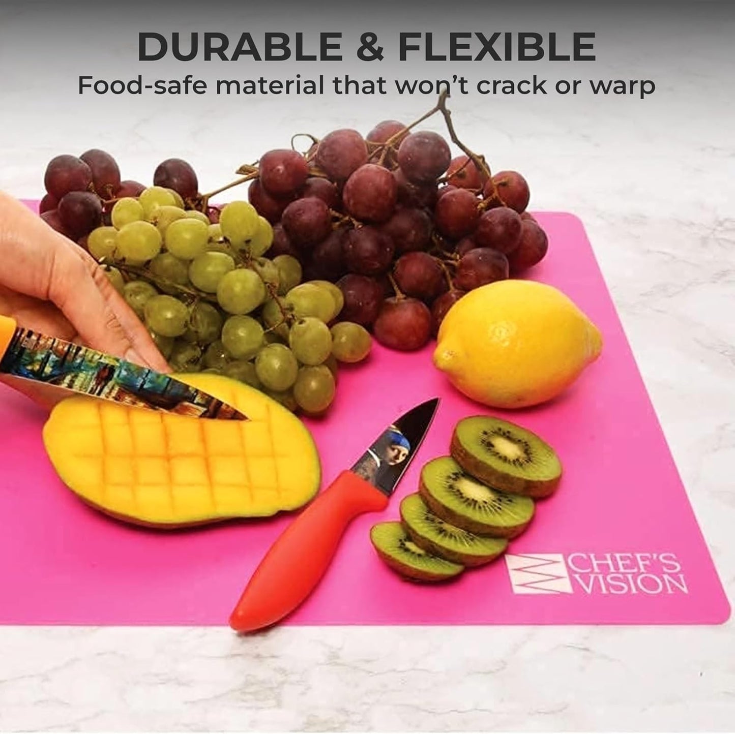 Chef’s Vision Flexible Cutting Mats (Set of 6) – 1.2mm Thick Color-Coded Kitchen Prep Mats – Non-Slip Flexible Cutting Boards – Dishwasher Safe – 15” x 12”