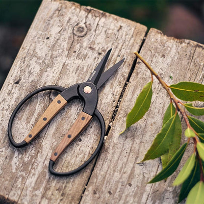 Barebones Garden Scissors - Walnut Scissors - Garden Supplies and Indoor Plant Accessories - Plant Shears with Wide Handles - Comfortable Fit Hand Pruners (Large)