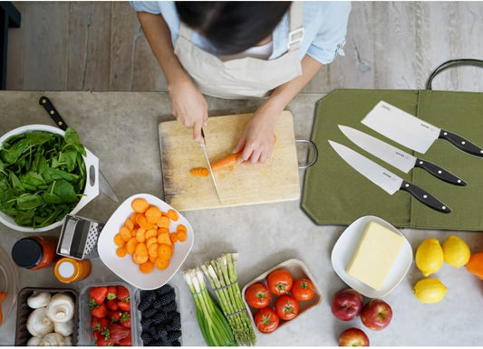 HERSENT Chef's Knife Roll Bag,Portable Travel Chef Knife Case Knife Bag Carrier Storage Bag with 4 Slots Best Gift for Pro Chef or Culinary Enthusiasts Men Women
