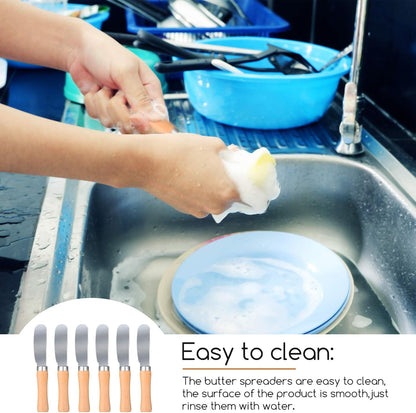 Patelai 25 Pieces Mini Butter Spreader Knife Bulk 4. 5 Inch Wide Blade Stainless Steel Knife with Wood Handle Multipurpose Cheese Butter Spreader Knives for Kitchen Birthday Wedding Christmas