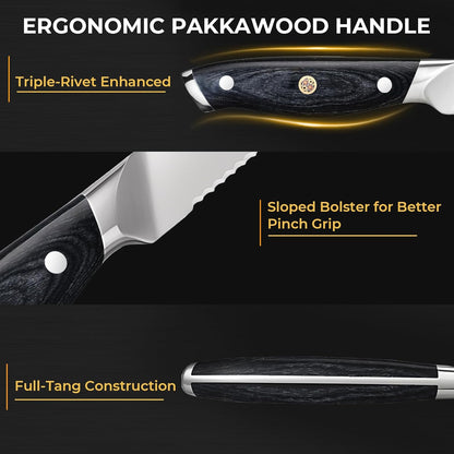 DiiHAUZZ Brisket Knife, 12 Inch Carving Knife for Meat, Razor Sharp High Carbon Steel, Full Tang Ergonomic Pakkawood Handle Slicing Knives for Roast Beef, BBQ, Turkey, Grilling Gift for Men