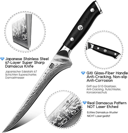 SHAN ZU Chef Knife 8 Inch Japanese Steel Damascus Kitchen Knife, Professional Kitchen Knives Sharp High Carbon Super Steel Kitchen Utility Knife