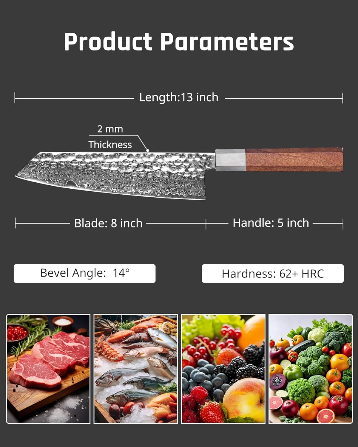 YOTSUBA 3PCS Japanese Damascus Chef Knife Set – Ultra Sharp Hand-Forged High Carbon Steel Blades with 100% Genuine Natural Hardwood Handles, Professional Kitchen Knives for Chopping Meat & Vegetables