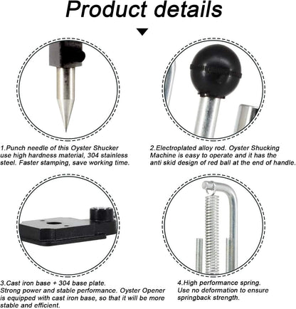JIAWANSHUN Manual Oyster Shucker Cast Iron Machine - Oyster & Clam Opener Set Shucking Machine Seafood Tools