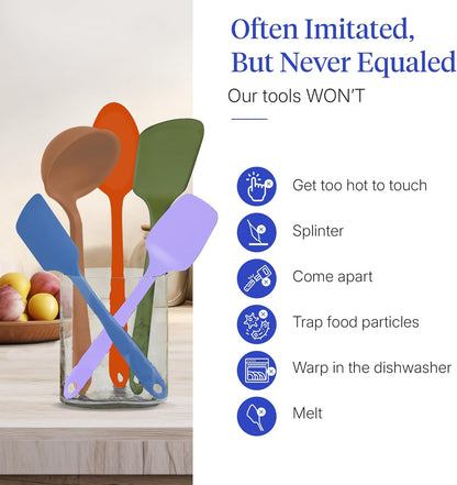 GIR: Get It Right 5 Piece Silicone Ultimate Kitchen Utensils Set - Ladle, Spatula, Flip, Spoon & Spoonula - Non-Toxic Cooking Utensils for Nonstick Cookware, Cooking and Baking - Red