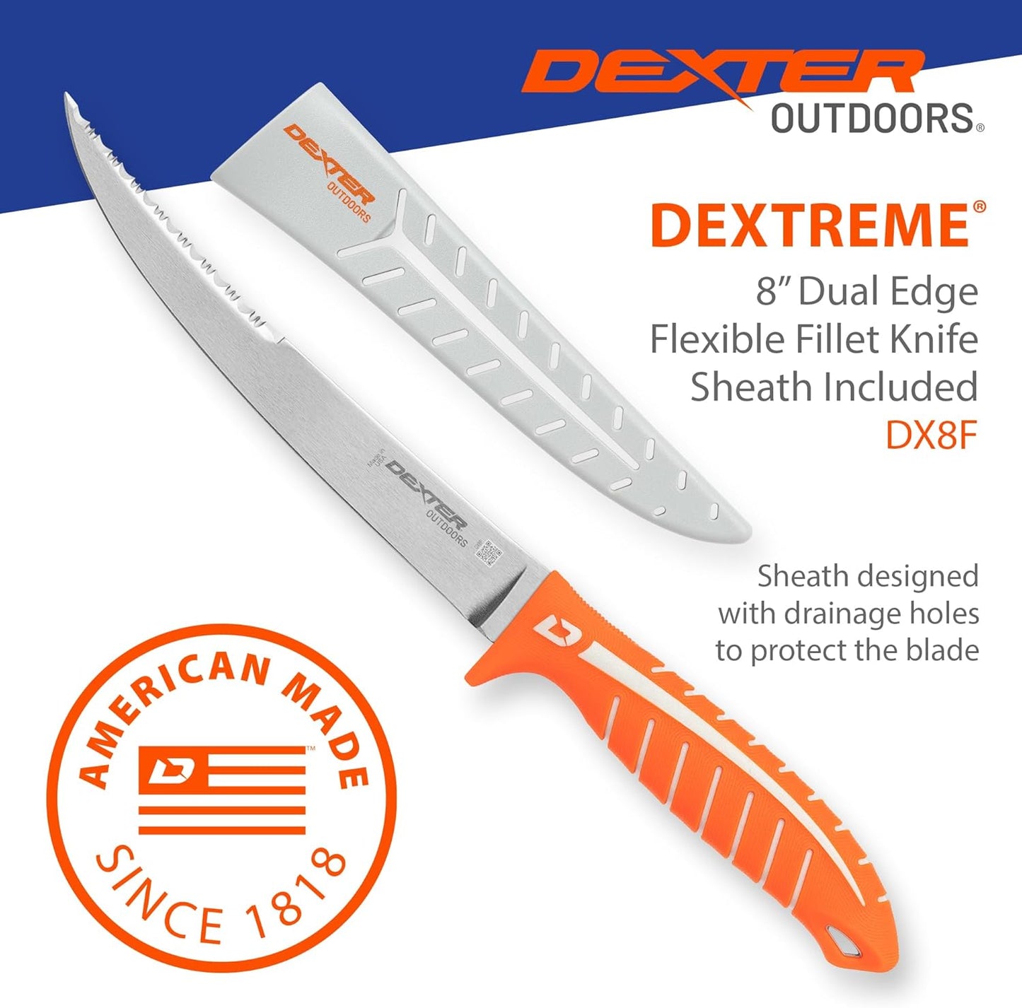 Dexter Outdoors Dextreme Single Edge 7" Max Flex Fillet Knife | Includes Sheath