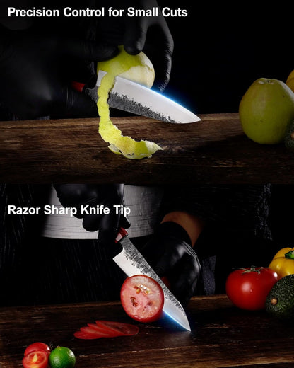 kanngou Paring Knife 5.3 inch Japanese Petty Knives, AUS-8 Alloy Steel Kitchen Utility Knife with Red Sandalwood and Eboy Wood Handle, Fruit Peeling Knife with Premium Box (WA Series)