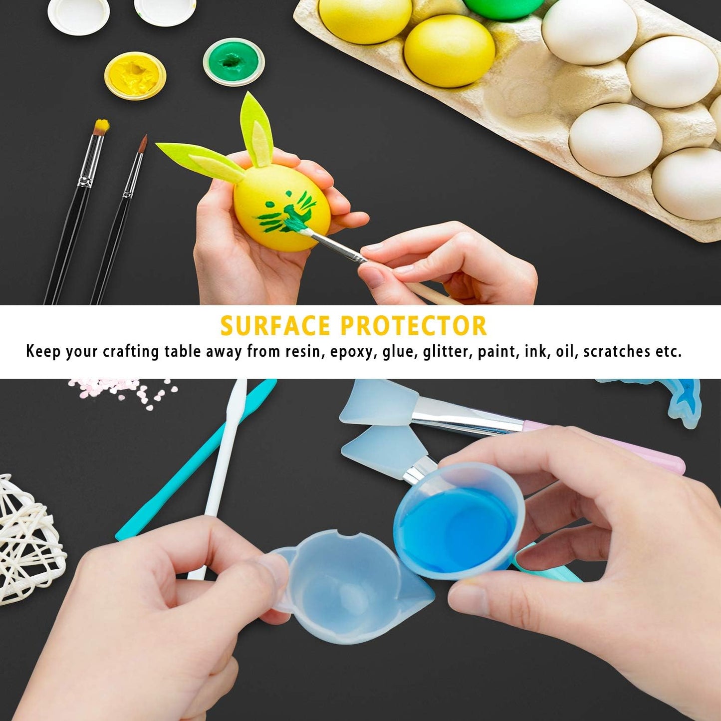 Gartful Non Slip Silicone Mat - 27.6 x 19.7 inches, Thick Transparent Mat for Baby, Crafts, Jewelry, Countertop Protection