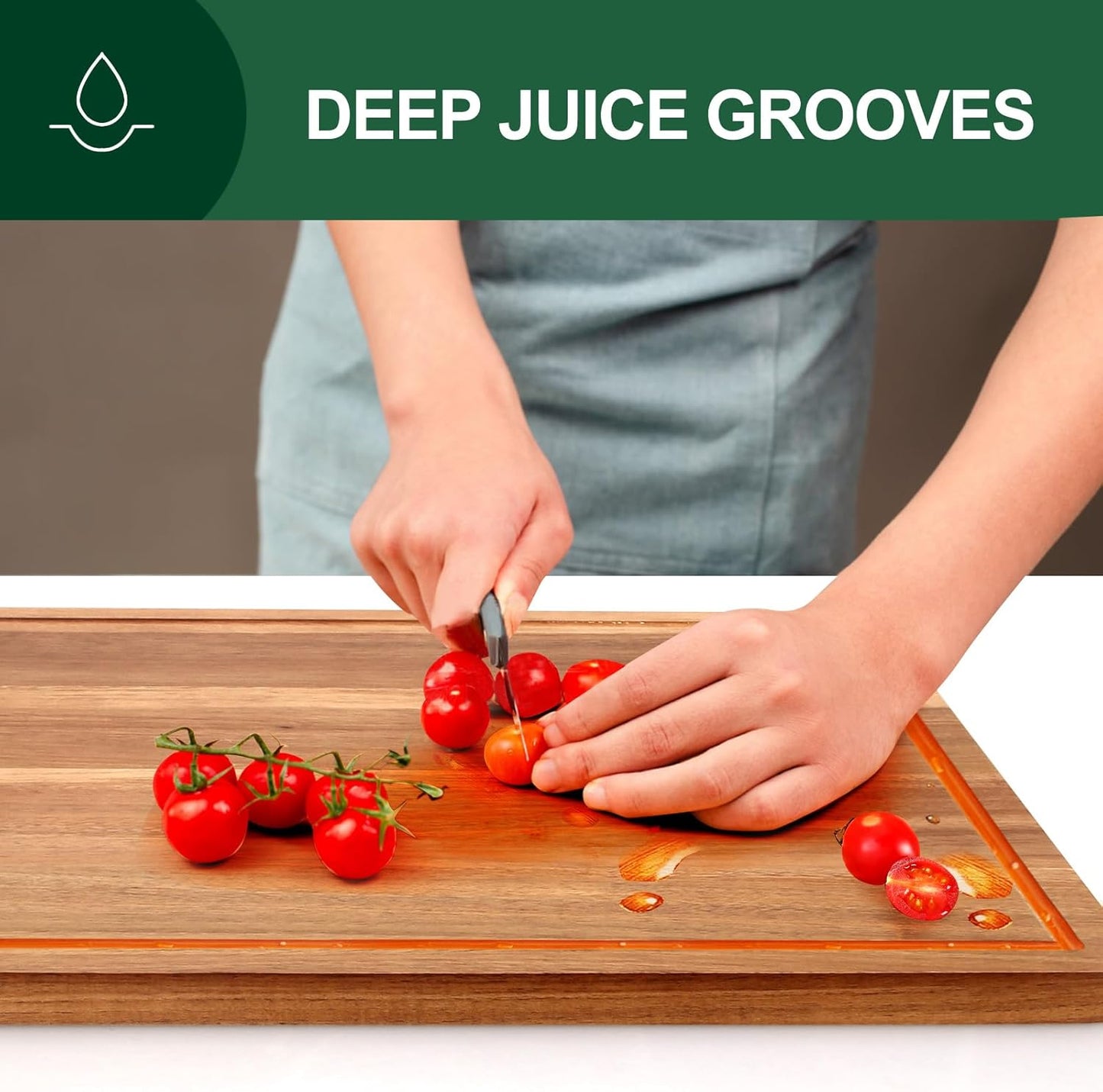 Solid Acacia Wood Cutting Boards for Kitchen Decor Wooden Charcuterie Board Meat Cheese Boards Butcher Block Pizza Bread Serving Board Hardwood Chopping Board Non Toxic Teak Small Cutting Boards