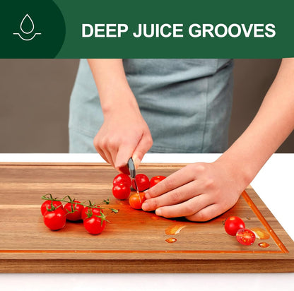 Solid Acacia Wood Cutting Boards for Kitchen Decor Wooden Charcuterie Board Meat Cheese Boards Butcher Block Pizza Bread Serving Board Hardwood Chopping Board Non Toxic Teak Small Cutting Boards