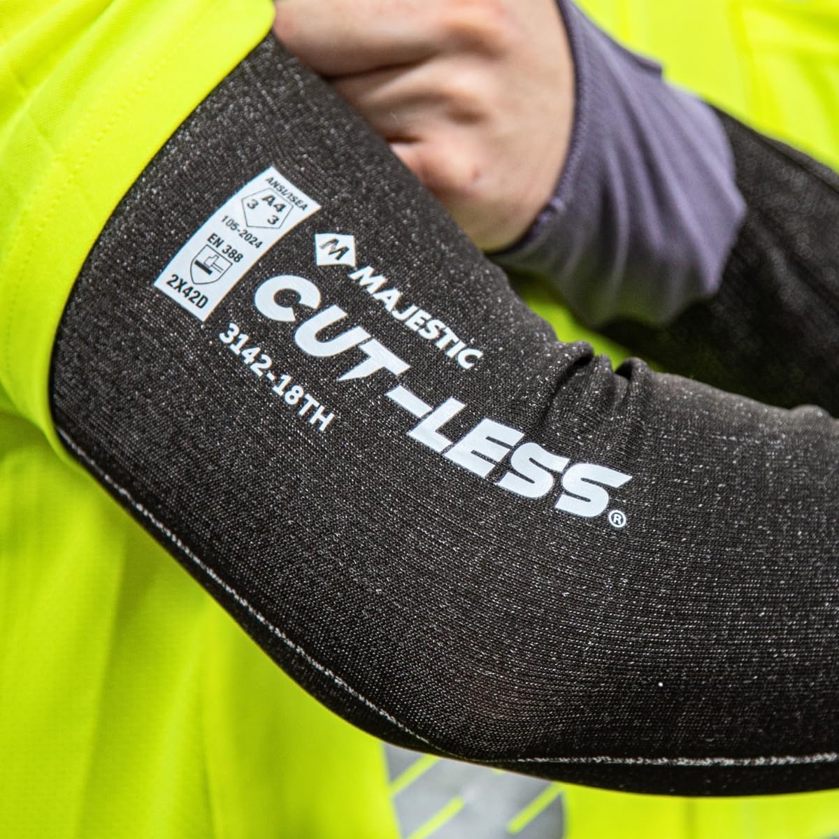 Majestic Glove Cut-Less Korplex Cut Resistant Sleeves w/Thumb Hole, Provide Arm and Wrist Protection