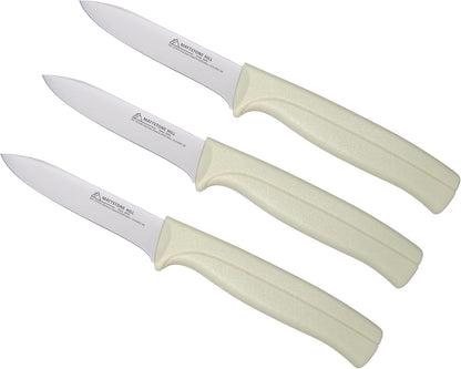 Paring Knife Set, MATTSTONE HILL Kitchen Knife Set - kitchen Prep knives, Fruit & Vegetable Knife Set, Premium German Steel, White Handle
