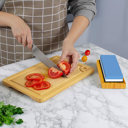 Premium Whetstone Knife Sharpening Stone Kit,2 Side Grit 1000/6000 Whetstone Sharpener,Honing Sharpening Stone Set with NonSlip Bamboo Base & Angle Guide