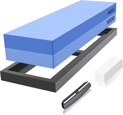 Premium Whetstone Knife Sharpening Stone Kit,2 Side Grit 1000/6000 Whetstone Sharpener,Honing Sharpening Stone Set with NonSlip Bamboo Base & Angle Guide