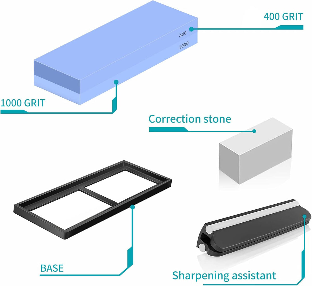 Premium Whetstone Knife Sharpening Stone Kit,2 Side Grit 1000/6000 Whetstone Sharpener,Honing Sharpening Stone Set with NonSlip Bamboo Base & Angle Guide