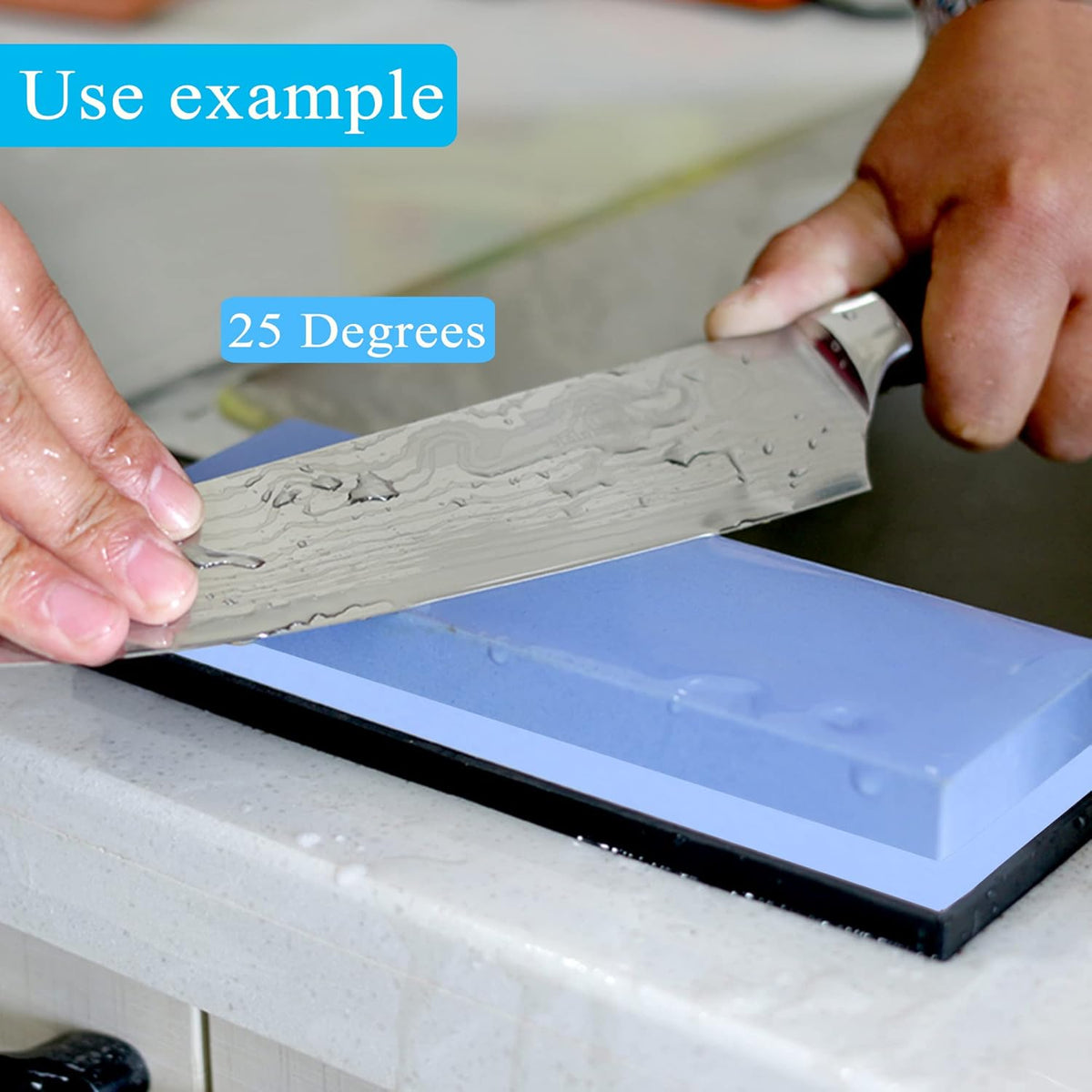 Premium Whetstone Knife Sharpening Stone Kit,2 Side Grit 1000/6000 Whetstone Sharpener,Honing Sharpening Stone Set with NonSlip Bamboo Base & Angle Guide