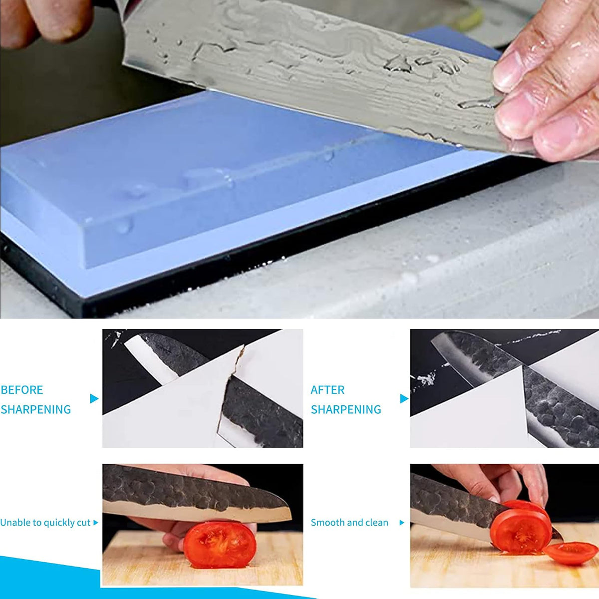 Premium Whetstone Knife Sharpening Stone Kit,2 Side Grit 1000/6000 Whetstone Sharpener,Honing Sharpening Stone Set with NonSlip Bamboo Base & Angle Guide