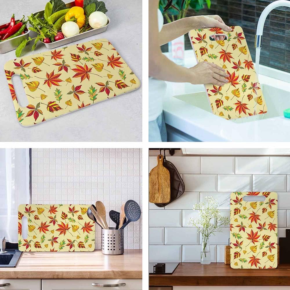 Coffee Set Cutting Board with Handles Coffee Maker Muffin Cup Flower Hot Drink Love Cutting Boards Plastic Safe Chopping Board for Kitchen 16" x 10" x 0.24"