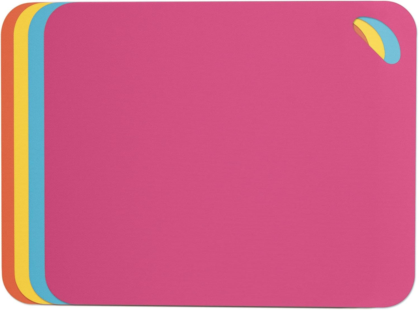 Dexas Heavy Duty Cutting Board Grippmat, Flexible Cutting Boards for Kitchen, Set of 4, Non Slip Plastic Board Cutting Mat Small Size 5.5 x 8, Blue, Green, Yellow, Red Set, Kitchen Gadgets