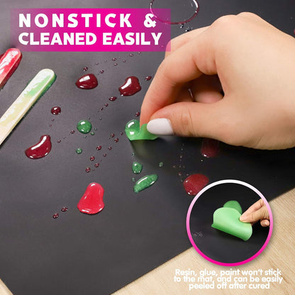 LEOBRO Silicone Mats for Crafts, 2 Pcs 11.69" x 8.26" Silicone Mats for Resin, Paint Clay Play Dough Mat, DIY Arts and Crafts, Light Gray & Clear