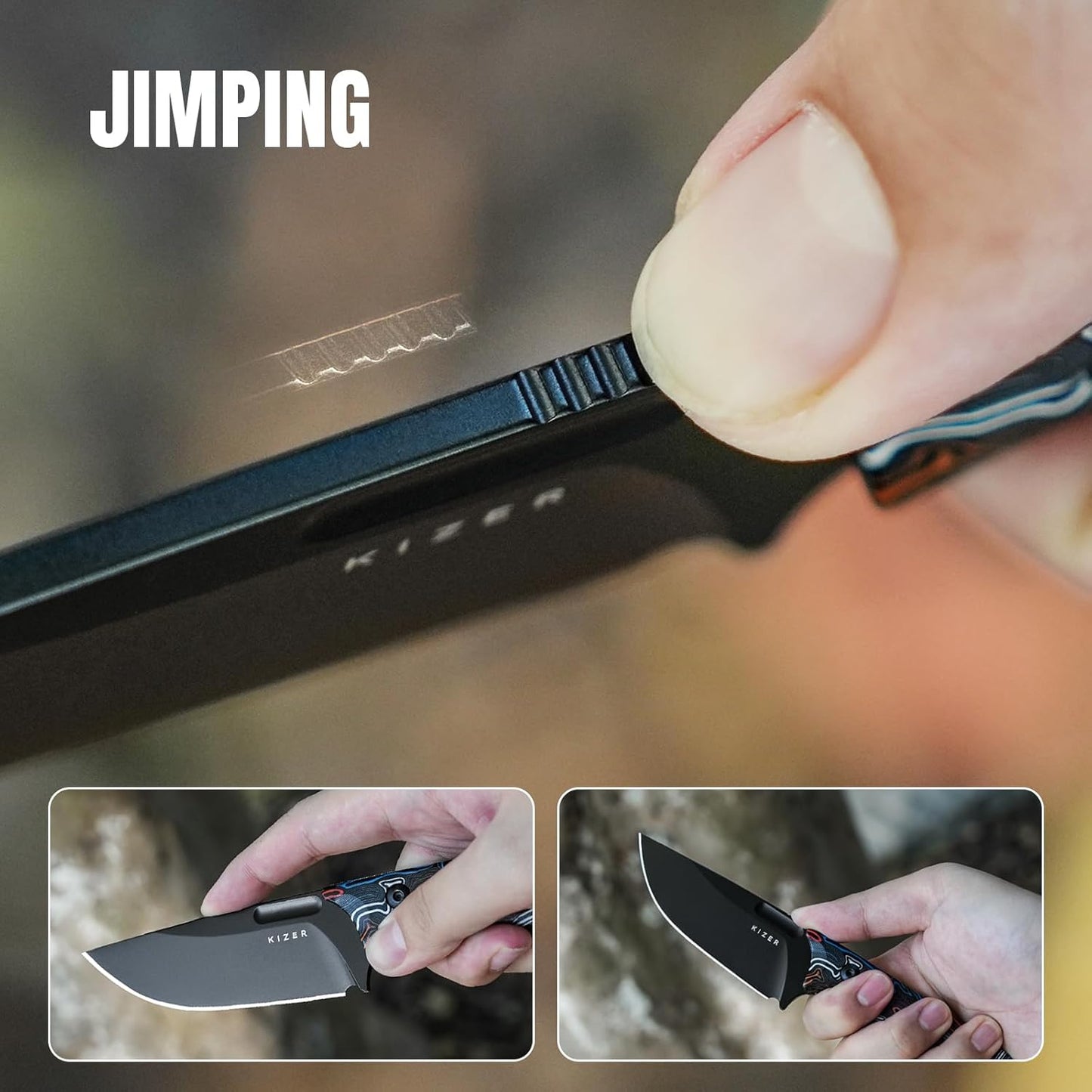 Kizer Cabox Fixed Blade Knife, 3.36" D2 Steel Fixed Blade Hunting Knife G10 Handle with Sheath, Survival Camping Knives 1048A3