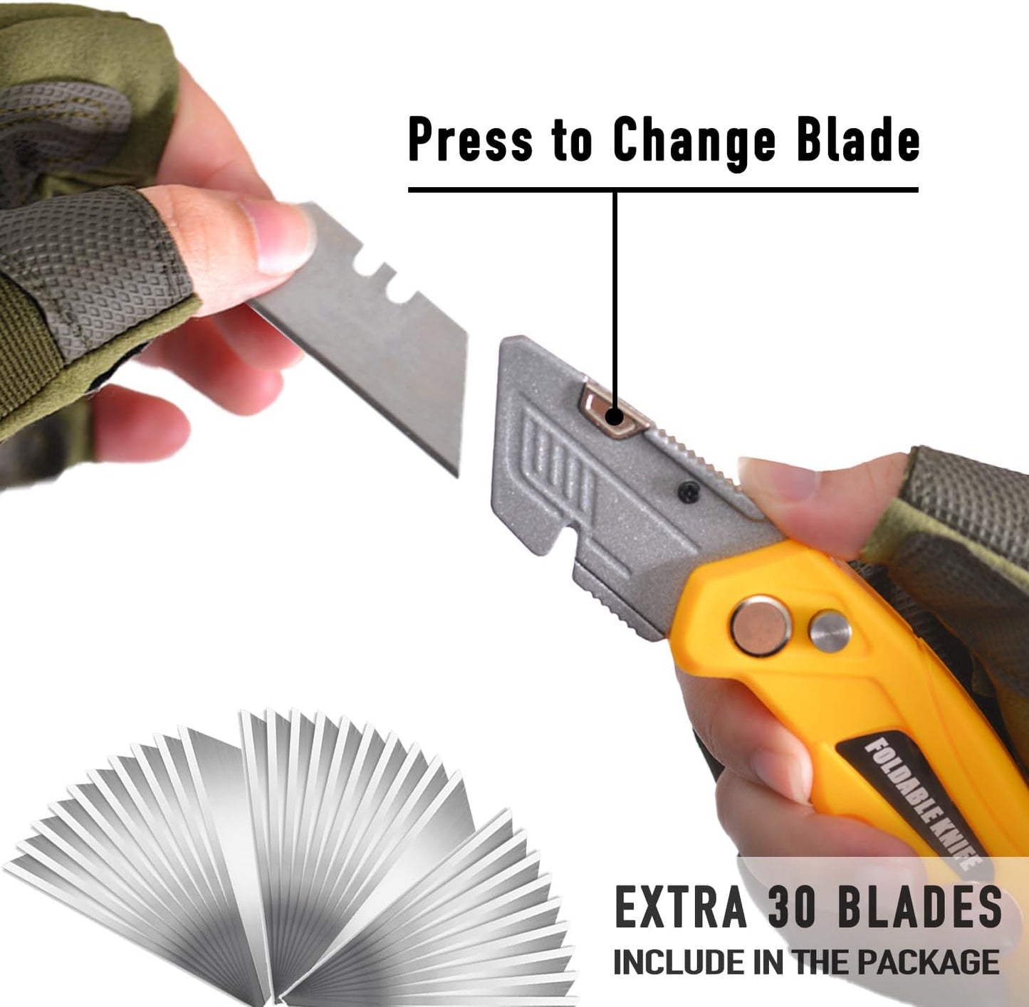 10Pcs Folding utility Knives & 30Pcs Blades Set for Crafts, Heavy Duty Retractable Box Cutters, Exacto Knife, Paper Cutter (Heavy Utility Knife)