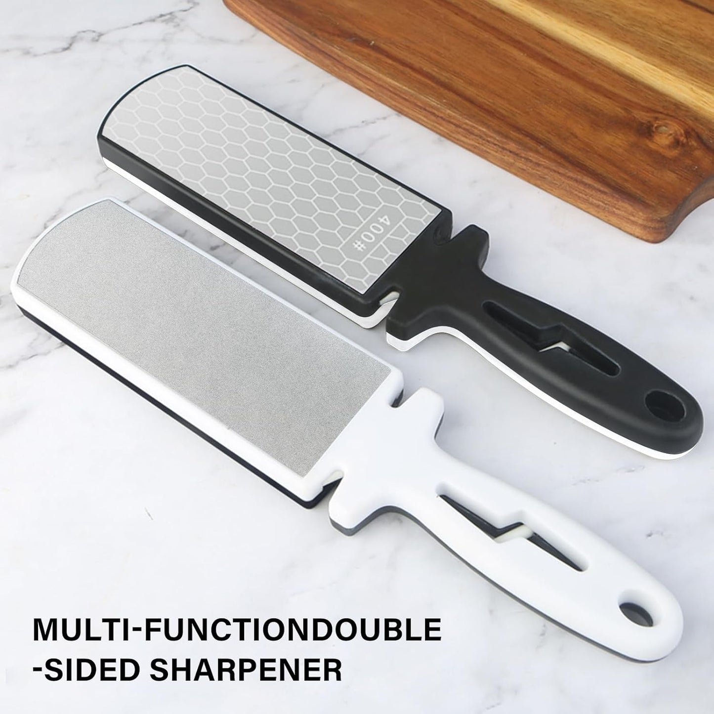 NileHome 4-in-1 Knife Sharpener, Professional kitchen knife sharpeners are suitable for steel knives, fruit knives, scissors, and all kinds of knives—Black Red
